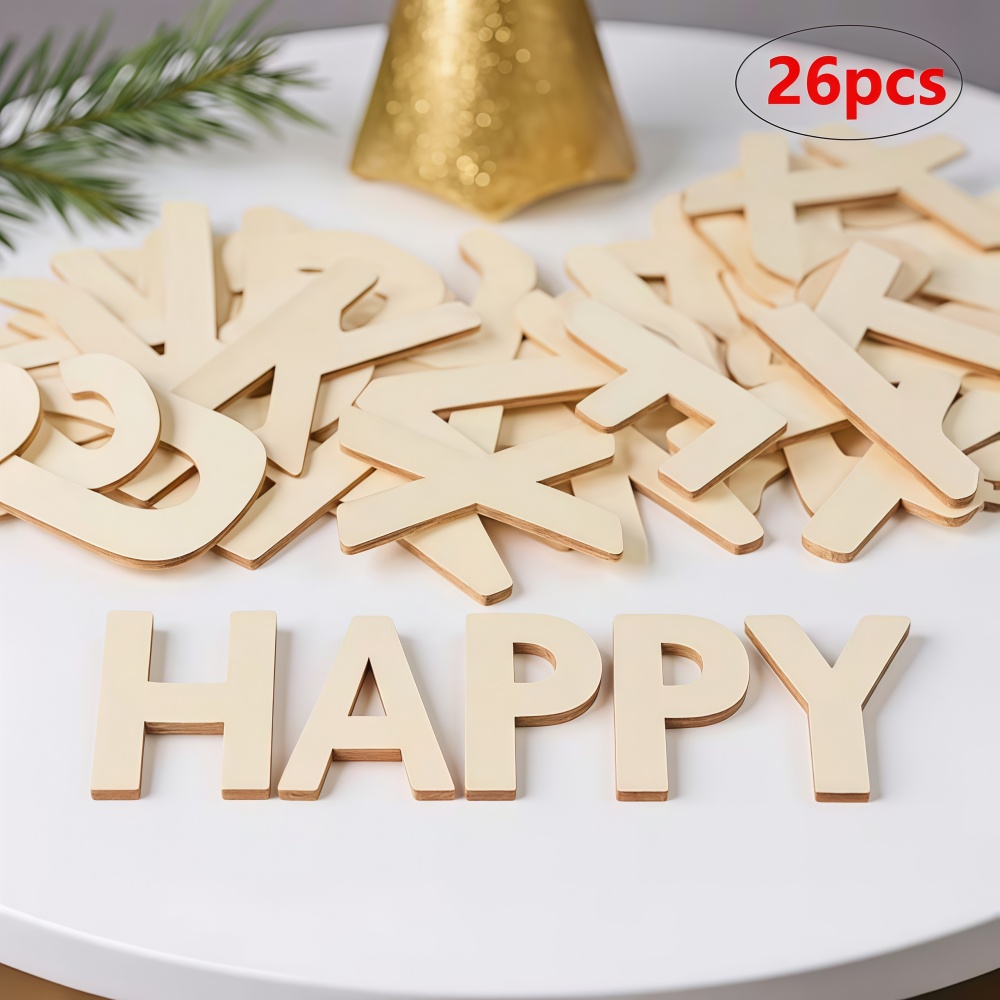Oud Wood Chip - ตัวอักษรไม้แบบออกแบบได้ 26 ชิ้น ตัวอักษรไม้แบบยังไม่เคลือบสีสำหรับตกแต่งผนัง ตัวอักษรตั้งโชว์ตกแต่ง แผ่นตัวอักษรสำหรับตกแต่งป้าย