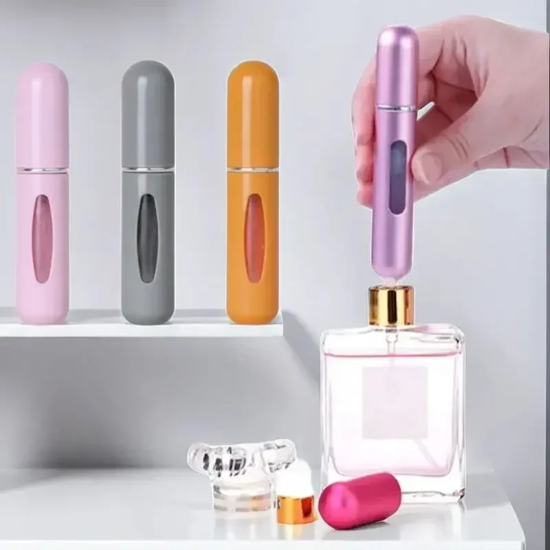 Perfume Fragrance Types - 3/5/10 ชิ้นเครื่องพ่นน้ำหอมแบบกด 5 มล. สำหรับเครื่องสำอางขวดพกพาแบบเติมจากด้านล่างน้ำหอมแบบรีฟิลภาชนะบรรจุของเหลว