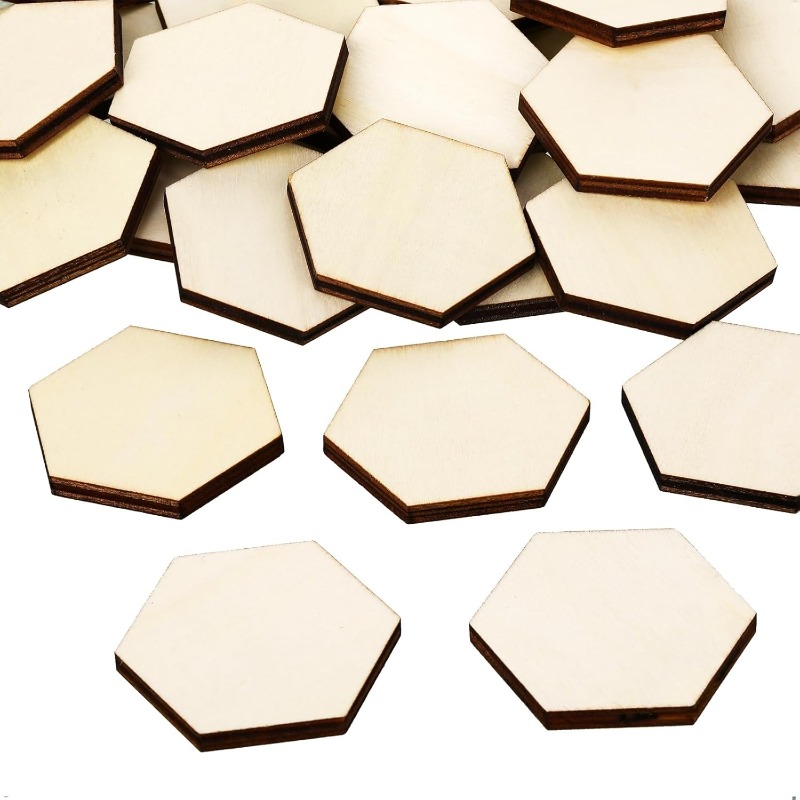Oud Wood Chip - ชิ้นงานไม้หกเหลี่ยมขนาด 4 ซม. จำนวน 50 ชิ้น
