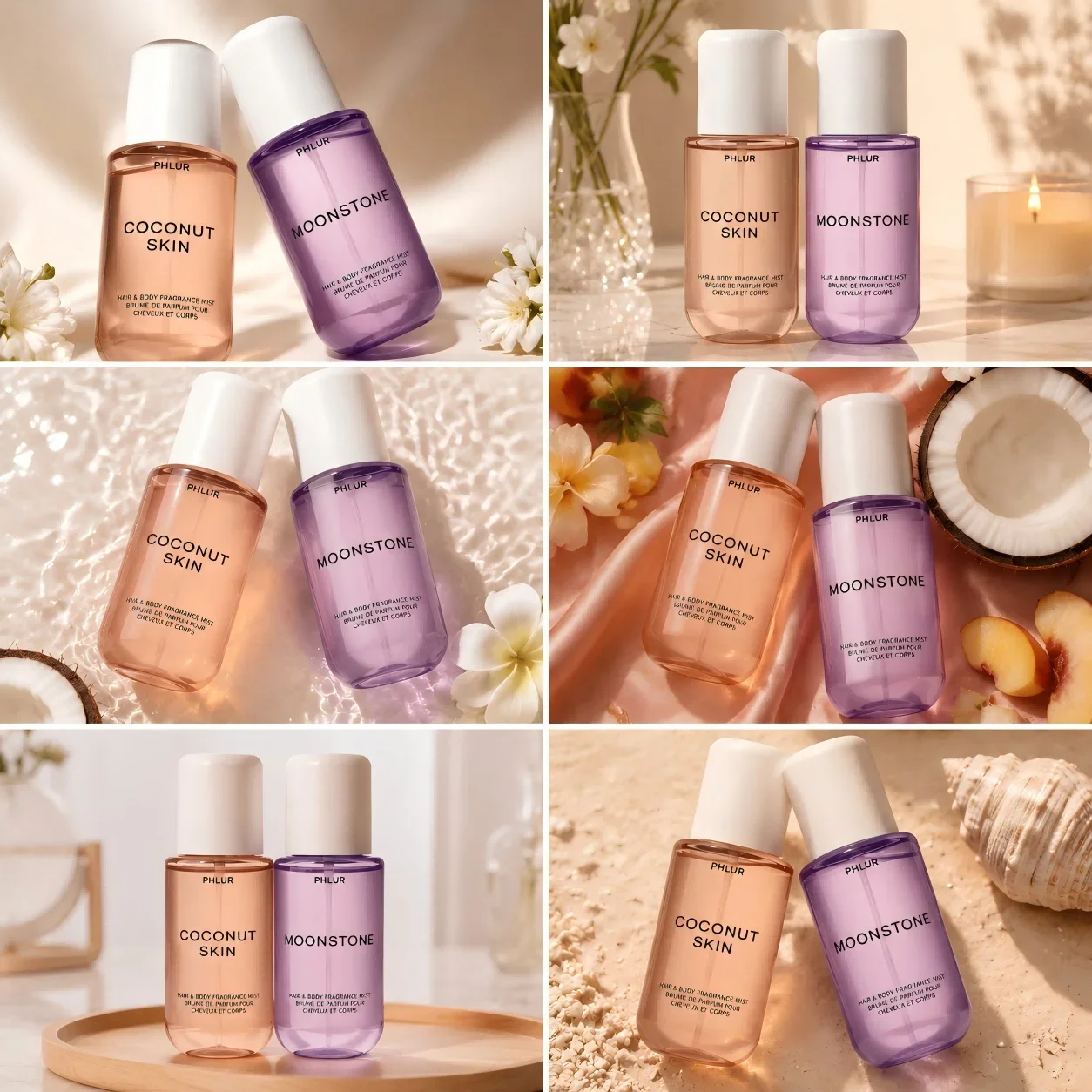Perfume In Fragrance - ชุดสเปรย์น้ำหอมสำหรับผมและผิวกาย PHLUR Coconut Skin & Moonstone,