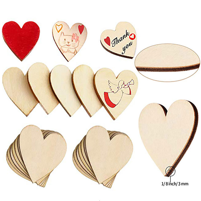 Oud Wood Chip - 3-100Pcs ไม้หัวใจไม้ว่างเปล่าแผ่น1ซม.-10ซม.สำหรับ DIY งานฝีมือไม้วงกลมแผ่นคริสต์มาสภาพวาดตกแต่ง