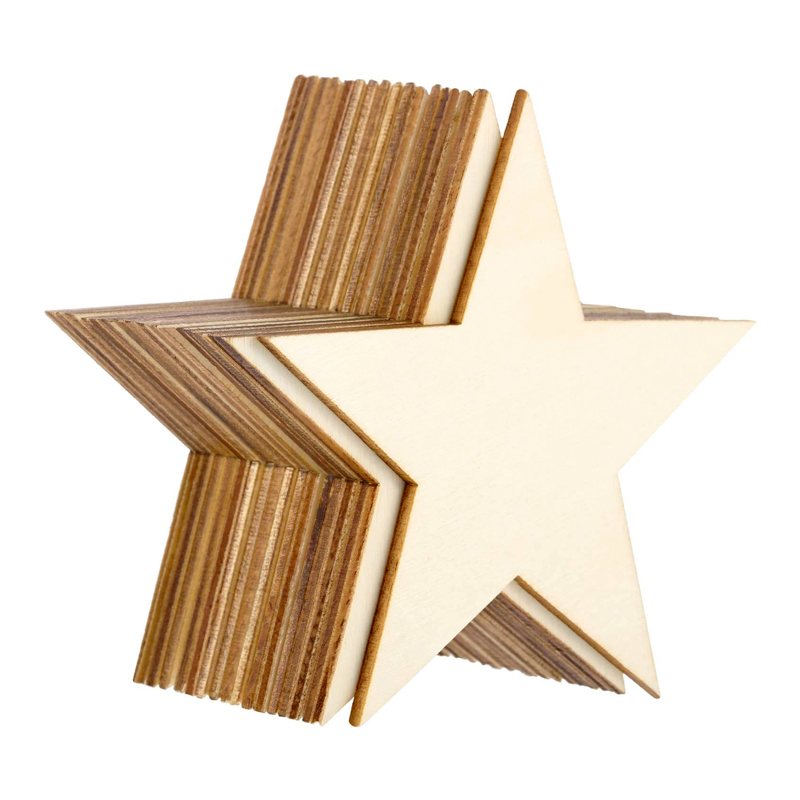 Oud Wood Chip - รูปดาวไม้แบบยังไม่เสร็จสมบูรณ์ ชิ้นส่วนดาวเปล่าสำหรับระบายสี สำหรับงาน DIY ประดับตกแต่งคริสต์มาส ของตกแต่งบ้าน