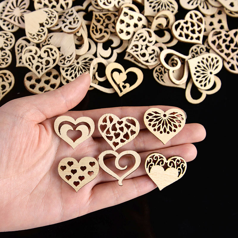 50/100pcs Hollowed รูปแบบหัวใจ - Oud Wood Chip บทวิจารณ์และราคา